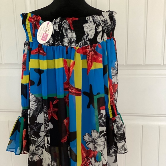 NWT Starfish Floral Off the Shoulder Tunic- - Picture 4 of 5